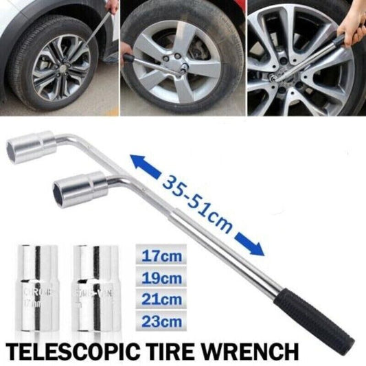 Extendable Wheel Brace Wrench 17 19 21 & 23mm Telescopic Car Van Socket Tyre Nut