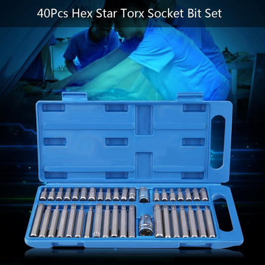 40Pcs Hex Star Torx Socket Bit Set Tool Kit 1-2inch 3-8inch Drive