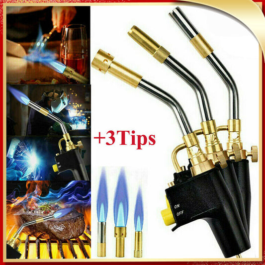 Propane Mapp Gas Blow Torch Welding Soldering Brazing Plumbers Tool 3 Tips GB